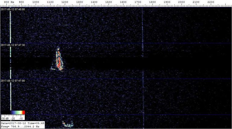 Screenshot aus Spectrum Lab mit Meteorsignal (Beispiel 2 von 5)