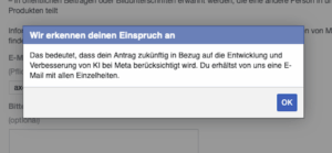 Facebook Bestätigung