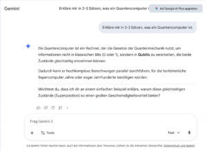 Eingabemaske von Gemini