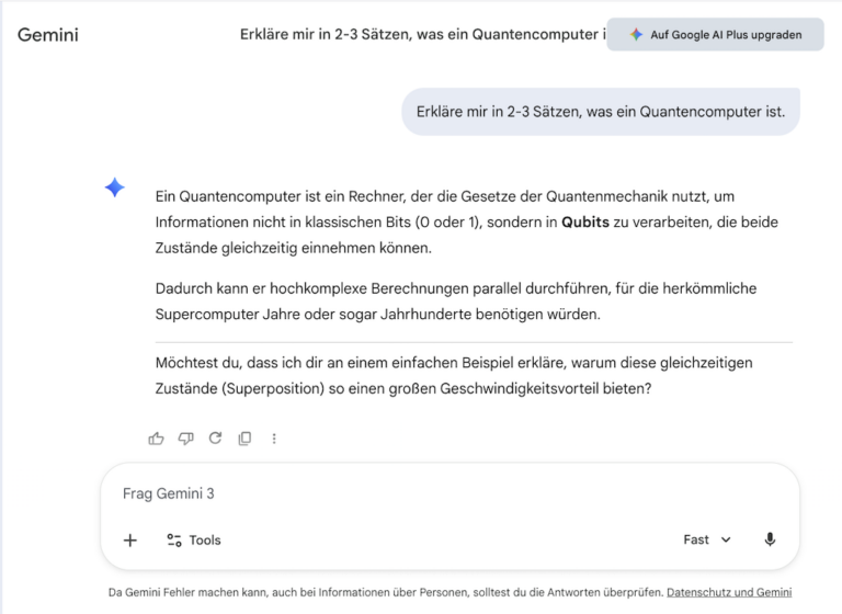 Eingabemaske von Gemini