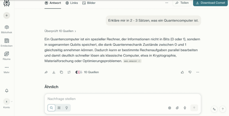 Eingabemaske von Perplexity