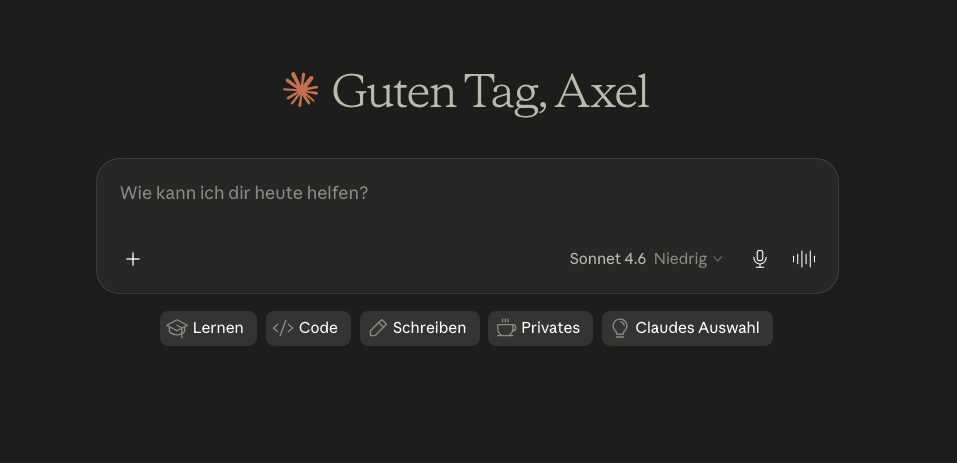 Eingabefeld einer KI-Anwendung (Claude) – hier beginnt das Prompting