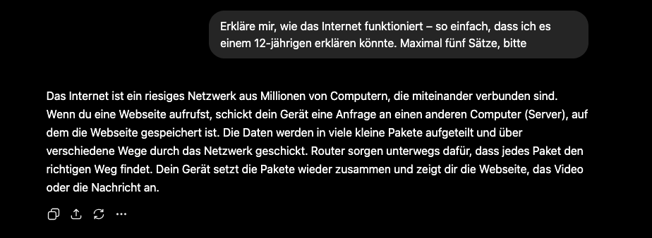 Vergleich: vager Prompt vs. präziser Prompt in einer KI-Anwendung