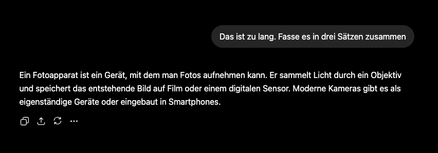 Nachbesserung eines Prompts im Chatverlauf einer KI-Anwendung