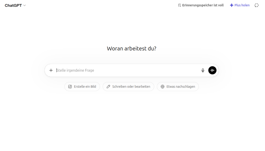 Screenshot der ChatGPT-Eingabemaske