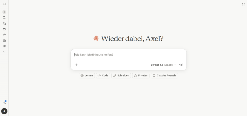 Screenshot der Claude-Eingabemaske von Anthropic