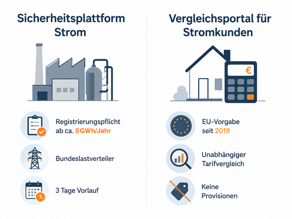 Sicherheitsplattform Strom im Vergleich zum Vergleichsportal für Stromkunden