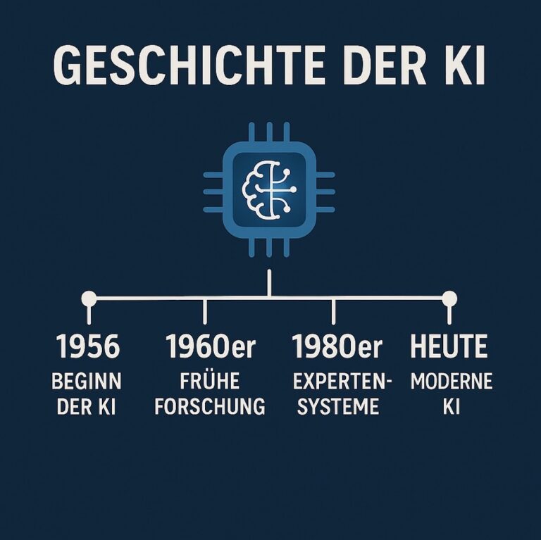 Zeitleiste zur Entwicklung der künstlichen Intelligenz seit 1956.
