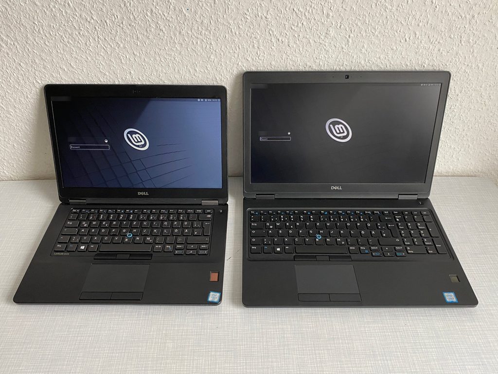 Dell Latitude E5470 und Latitude 5590 mit Linux Mint nebeneinander